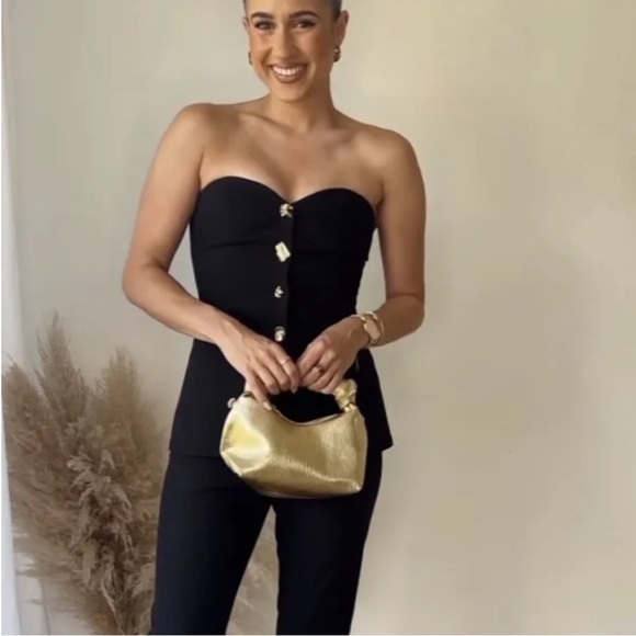 Zara piece strapless bustier flared jumpsuit - Picture 4 of 14